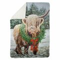 Begin Home Decor 60 x 80 in. Highland Christmas Cow-Sherpa Fleece Blanket 5545-6080-HO23